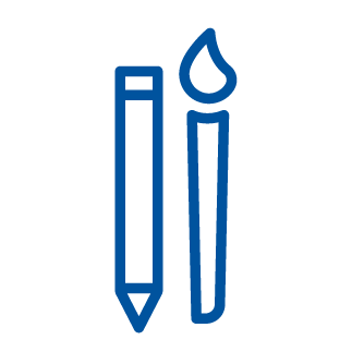 Icon of a pencil next to a candle