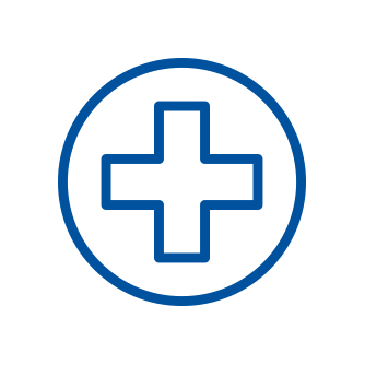 Medical cross icon enclosed in a circle