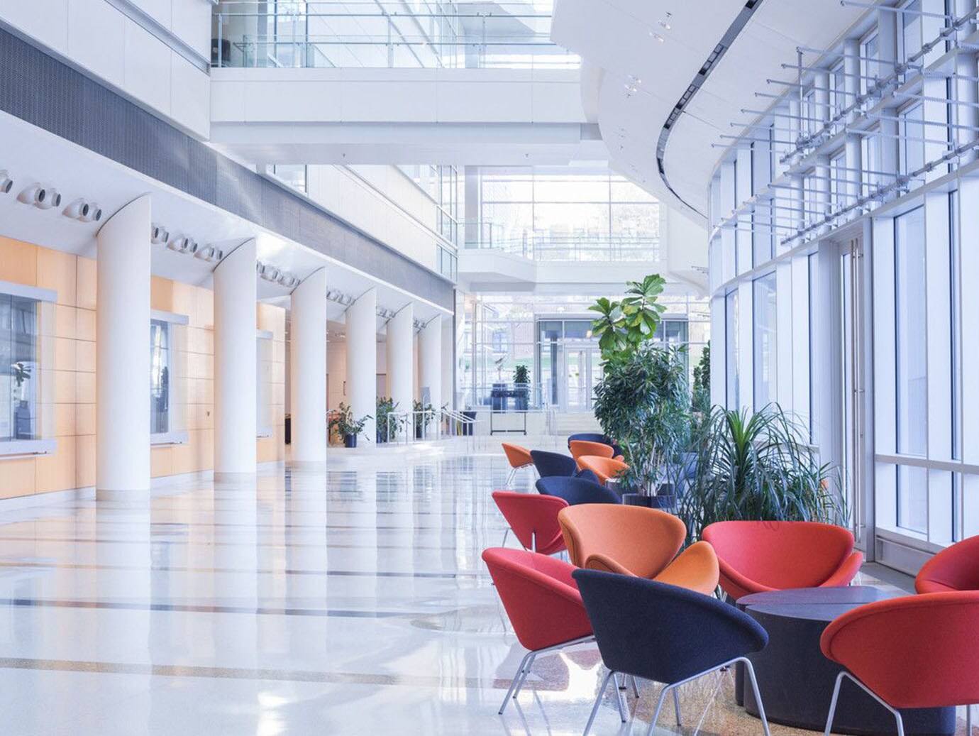 Modern office interiors with chairs