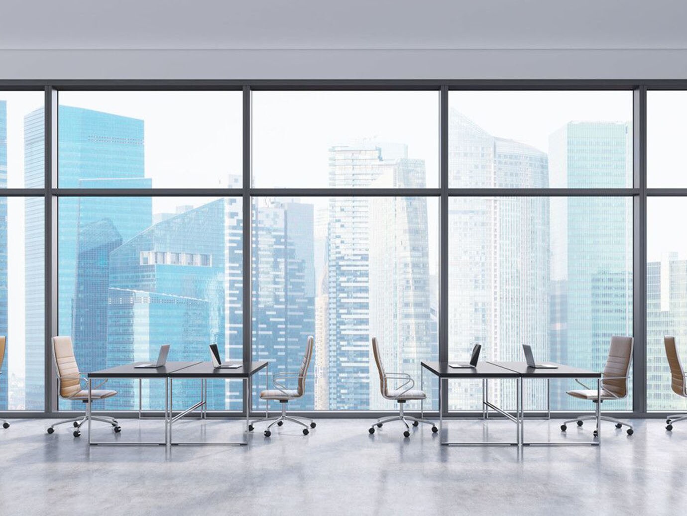 Open space in a modern panoramic office