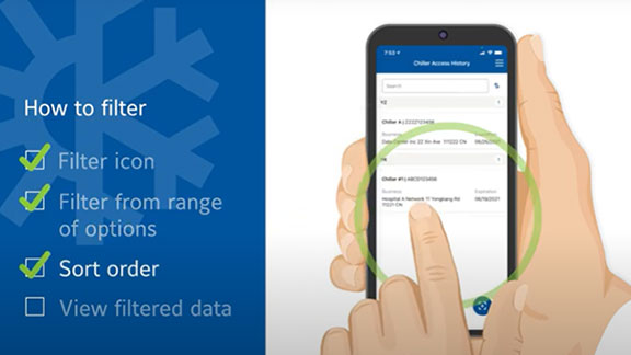 A phone displaying the YORK app, next to the filtering suggestions