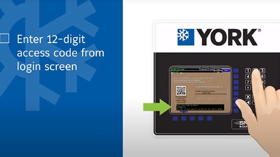 York machine showing login screen