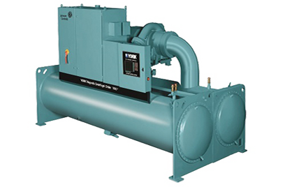 A blue York chiller on a white background