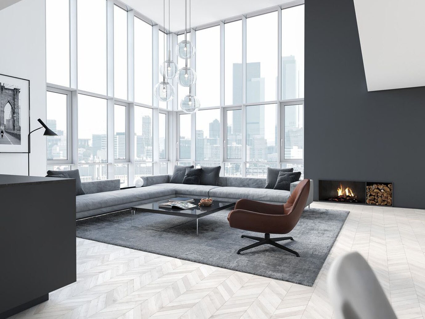 A loft apartment with living room