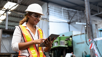 A tech person looking through IPad