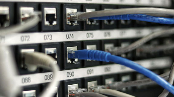 Cables connected to a server